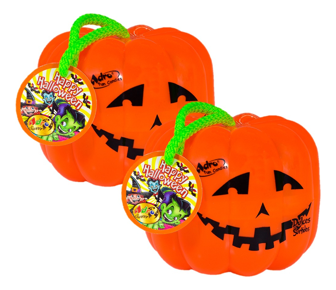 Calabaza Halloween Acrilica Con Dulces Adro 50 g X 2 Uds